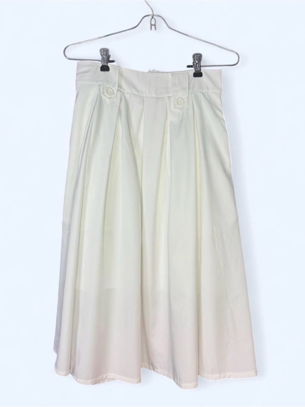 Soft Cream A-Line Midi Skirt